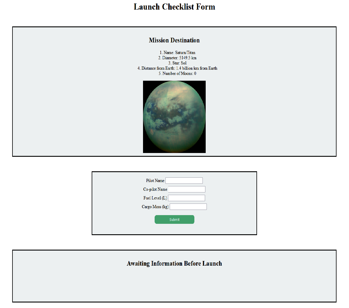 Launch Checklist Form